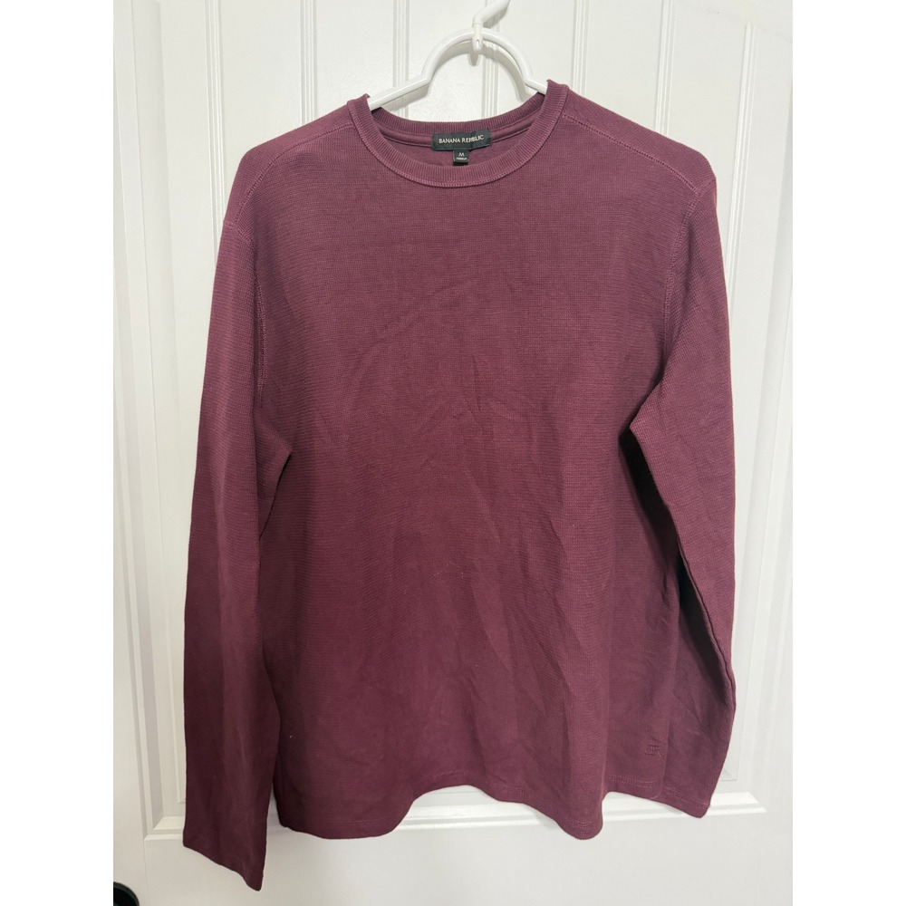 Banana Republic Shirt Mens M Waffle Knit Long Sleeve Burgundy EUC
